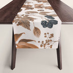 Autumn Mood Vintage Botanical Pattern Brown Table Runner Gallery Image 1