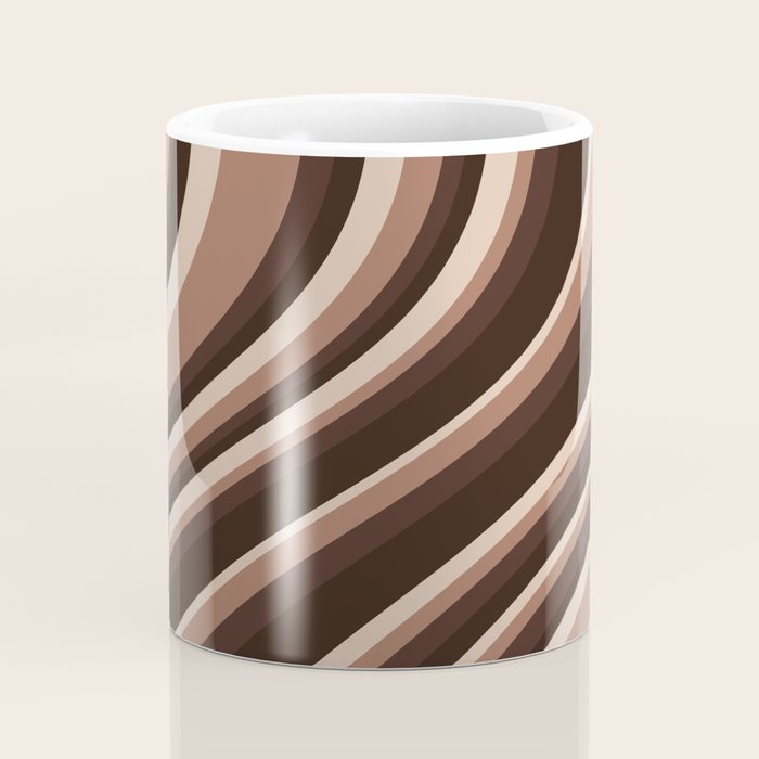 Wavy Stripes XLIX - Mocha Coffee Coffee Mug Gallery Image 4