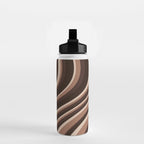 Wavy Stripes XLIX - Mocha Coffee Water Bottle Gallery Image 2