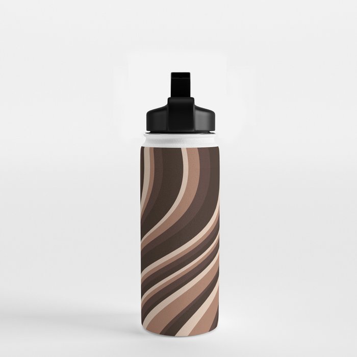 Wavy Stripes XLIX - Mocha Coffee Water Bottle Gallery Image 2
