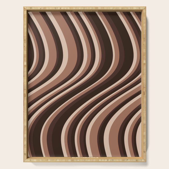 Wavy Stripes XLIX - Mocha Coffee Serving Tray Gallery Image 1