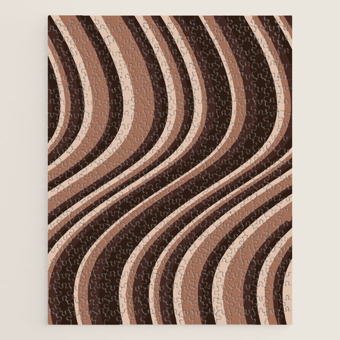 Wavy Stripes XLIX - Mocha Coffee Jigsaw Puzzle Gallery Image 1