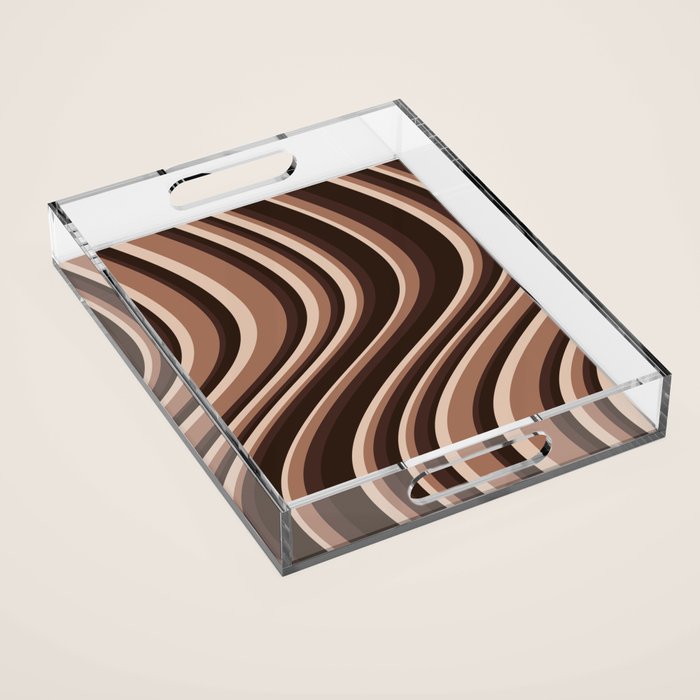 Wavy Stripes XLIX - Mocha Coffee Acrylic Tray Gallery Image 1