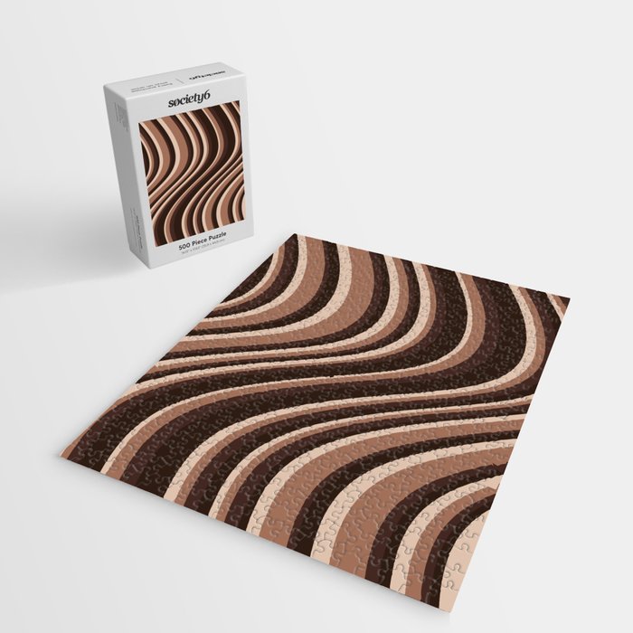 Wavy Stripes XLIX - Mocha Coffee Jigsaw Puzzle Gallery Image 2