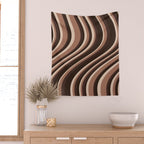 Wavy Stripes XLIX - Mocha Coffee Wall Tapestry Gallery Image 2