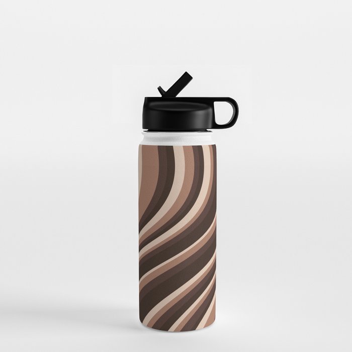 Wavy Stripes XLIX - Mocha Coffee Water Bottle Gallery Image 1