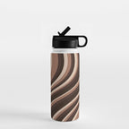Wavy Stripes XLIX - Mocha Coffee Water Bottle Gallery Image 1