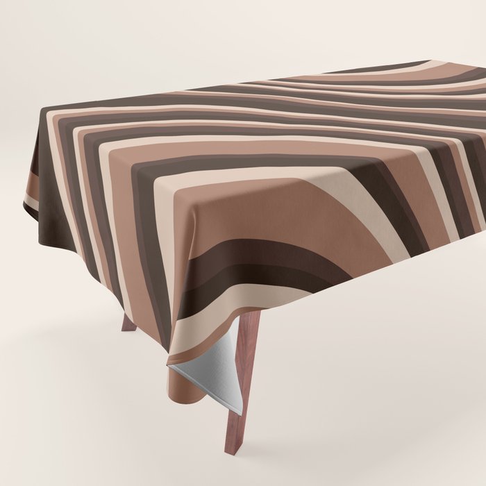 Wavy Stripes XLIX - Mocha Coffee Tablecloth Gallery Image 1