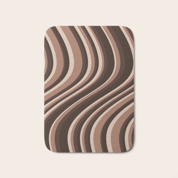 Wavy Stripes XLIX - Mocha Coffee Bath Mat Gallery Image 1