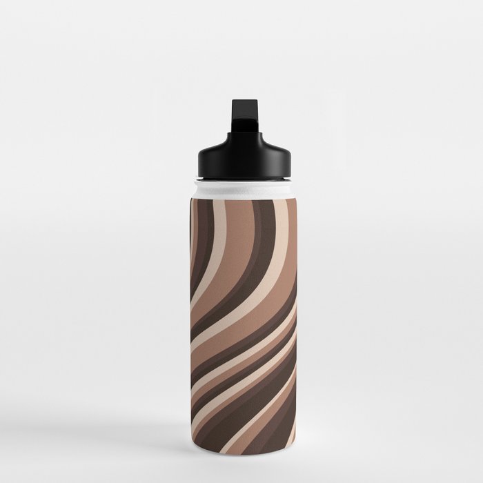 Wavy Stripes XLIX - Mocha Coffee Water Bottle Gallery Image 3