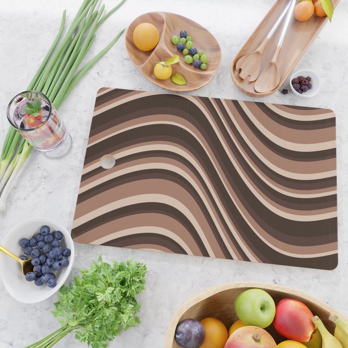 Wavy Stripes XLIX - Mocha Coffee Cutting Board Gallery Image 2