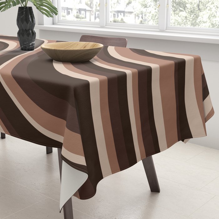 Wavy Stripes XLIX - Mocha Coffee Tablecloth Gallery Image 3
