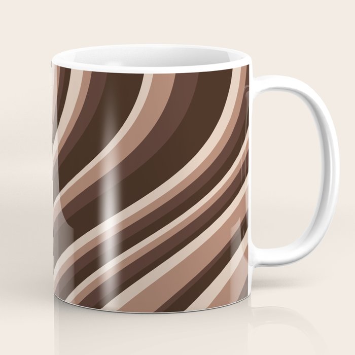 Wavy Stripes XLIX - Mocha Coffee Coffee Mug Gallery Image 1