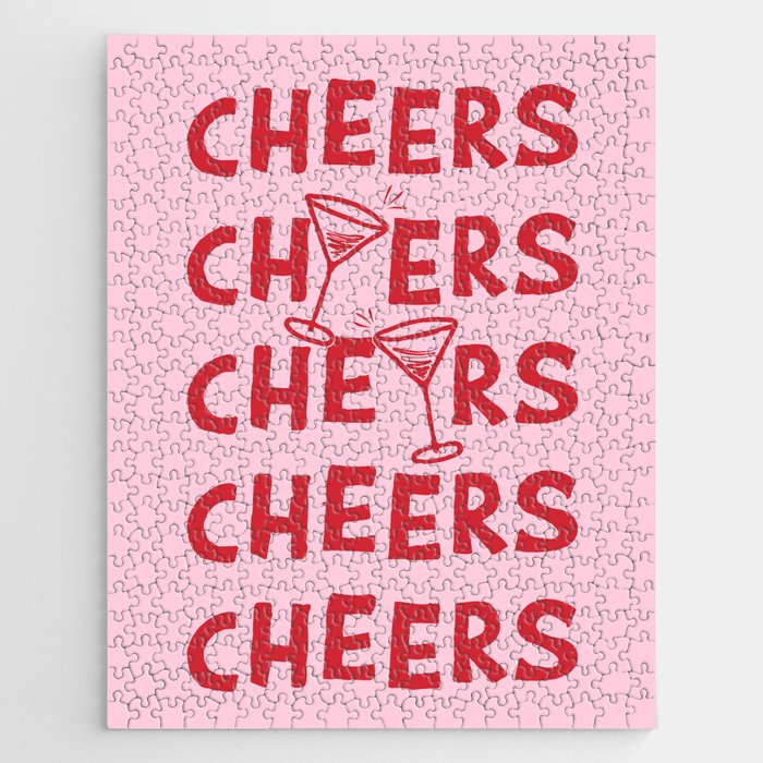 Cheers. Cocktails and Drinks in Pink and Red Jigsaw Puzzle Gallery Image 1