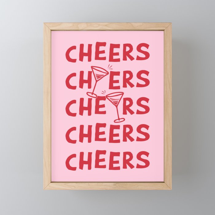 Cheers. Cocktails and Drinks in Pink and Red Mini Art Print Gallery Image 1