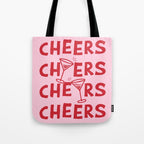 Cheers. Cocktails and Drinks in Pink and Red Tote Bag Gallery Image 1
