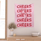 Cheers. Cocktails and Drinks in Pink and Red Wall Tapestry Gallery Image 2