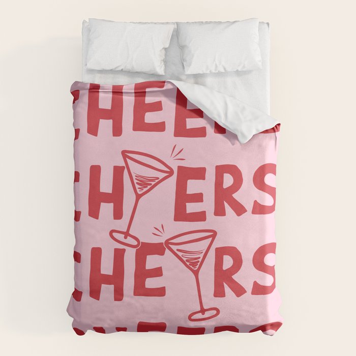 Cheers. Cocktails and Drinks in Pink and Red Duvet Cover Gallery Image 1