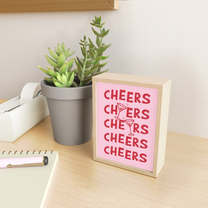 Cheers. Cocktails and Drinks in Pink and Red Mini Art Print Gallery Image 2