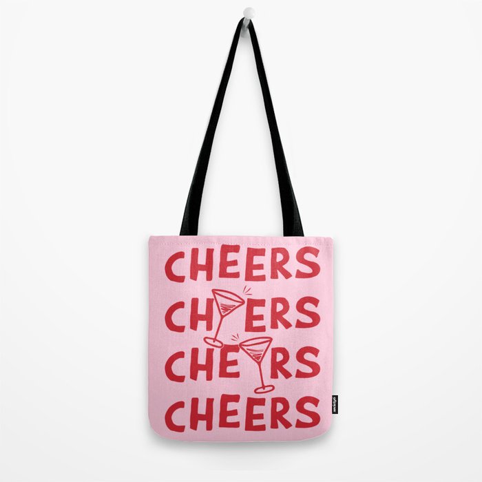 Cheers. Cocktails and Drinks in Pink and Red Tote Bag Gallery Image 2
