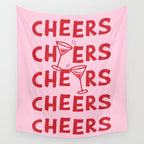 Cheers. Cocktails and Drinks in Pink and Red Wall Tapestry Gallery Image 4
