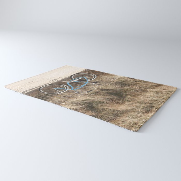 Blue Beach Bike In Holland Photo | Dutch Grass Dunes Summer Holiday Art Print | Europe Travel Photography Rug Gallery Image 3