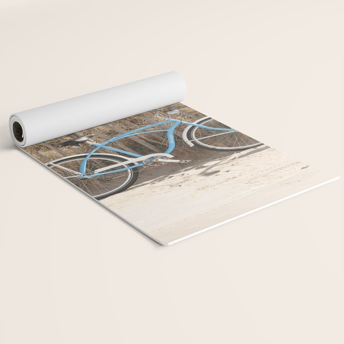 Blue Beach Bike In Holland Photo | Dutch Grass Dunes Summer Holiday Art Print | Europe Travel Photography Yoga Mat Gallery Image 2
