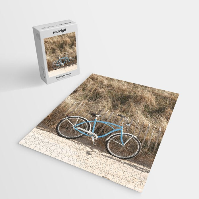 Blue Beach Bike In Holland Photo | Dutch Grass Dunes Summer Holiday Art Print | Europe Travel Photography Jigsaw Puzzle Gallery Image 2