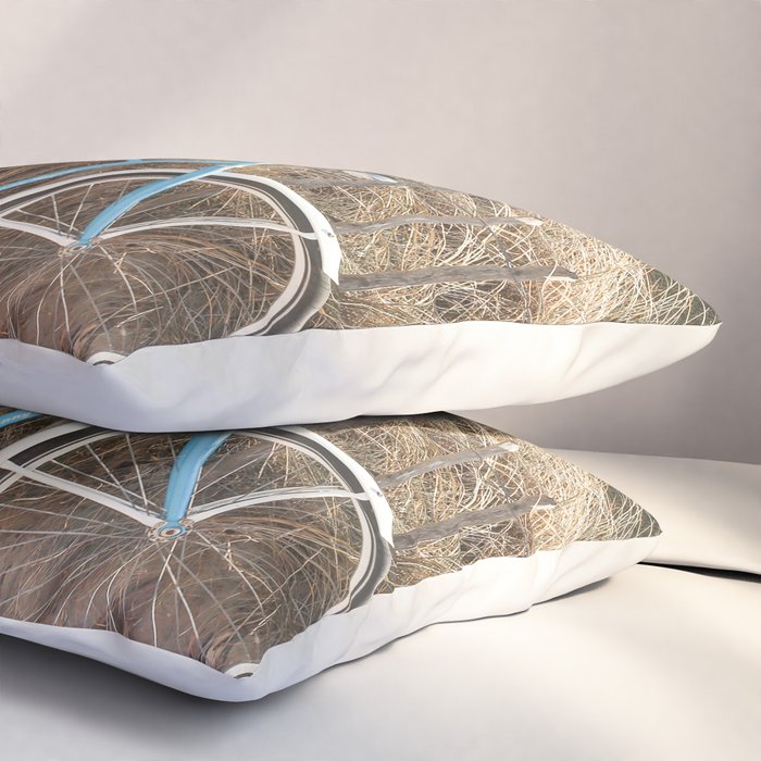 Blue Beach Bike In Holland Photo | Dutch Grass Dunes Summer Holiday Art Print | Europe Travel Photography Pillow Sham Gallery Image 3