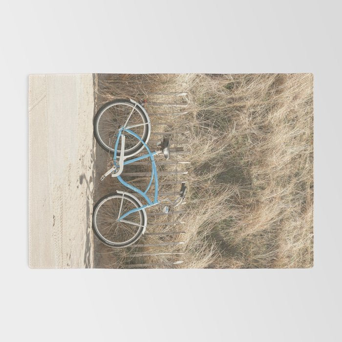 Blue Beach Bike In Holland Photo | Dutch Grass Dunes Summer Holiday Art Print | Europe Travel Photography Rug Gallery Image 2