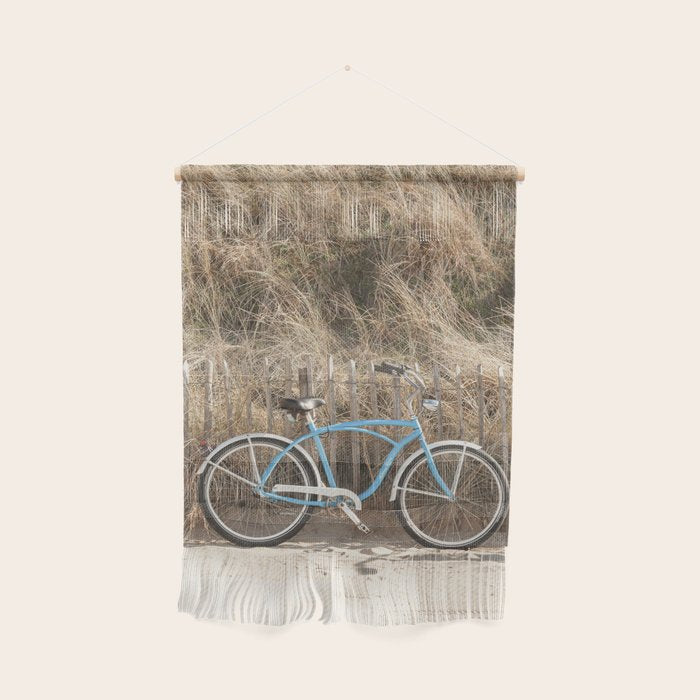 Blue Beach Bike In Holland Photo | Dutch Grass Dunes Summer Holiday Art Print | Europe Travel Photography Wall Hanging Gallery Image 1
