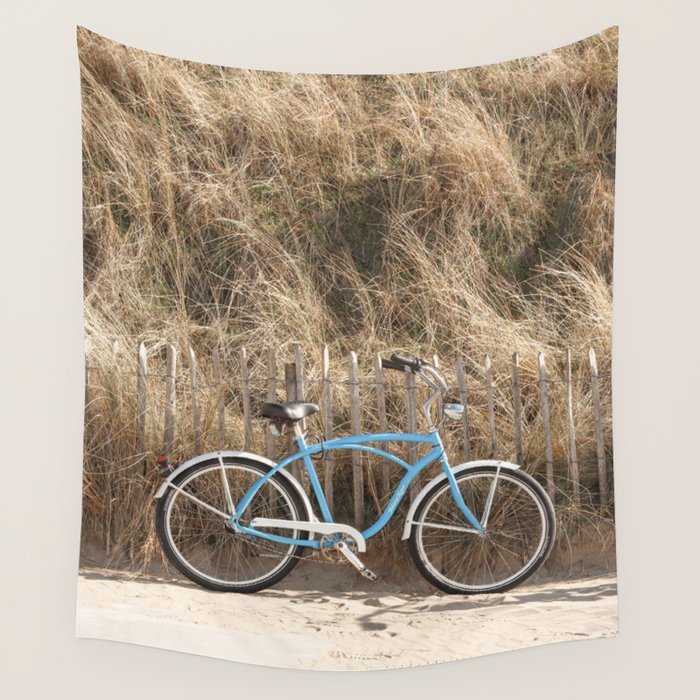 Blue Beach Bike In Holland Photo | Dutch Grass Dunes Summer Holiday Art Print | Europe Travel Photography Wall Tapestry Gallery Image 4