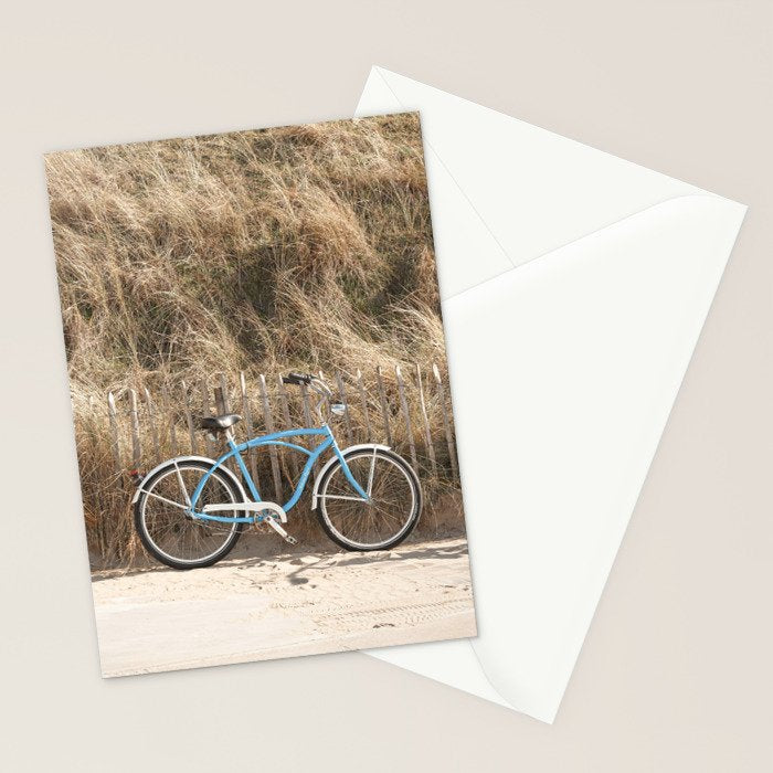 Blue Beach Bike In Holland Photo | Dutch Grass Dunes Summer Holiday Art Print | Europe Travel Photography Stationery Card Gallery Image 2