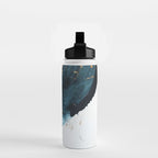 A Minimal Sapphire and Gold Abstract piece in blue white and gold by Alyssa Hamilton Art  Water Bottle Gallery Image 2