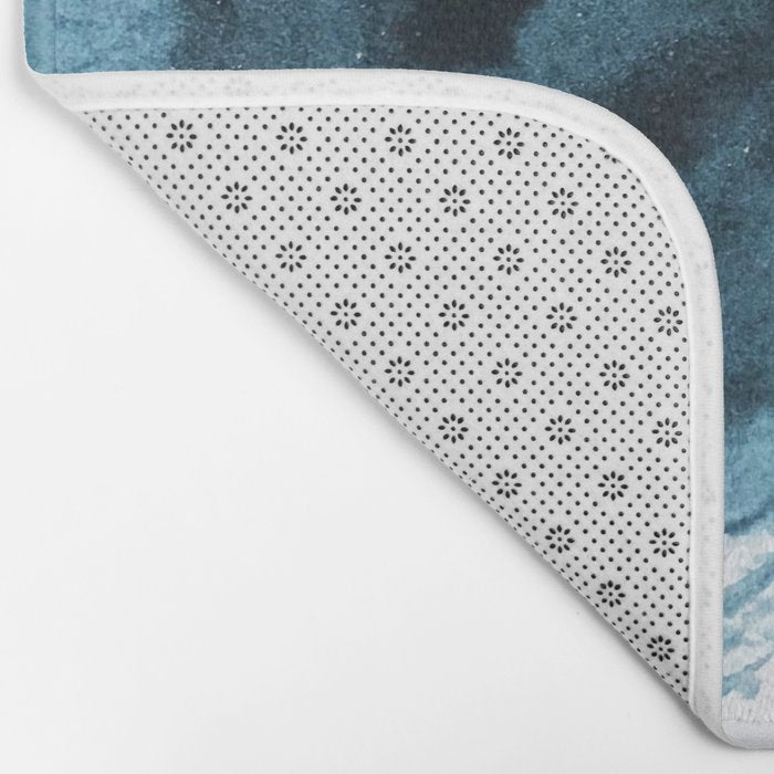 A Minimal Sapphire and Gold Abstract piece in blue white and gold by Alyssa Hamilton Art  Bath Mat Gallery Image 2