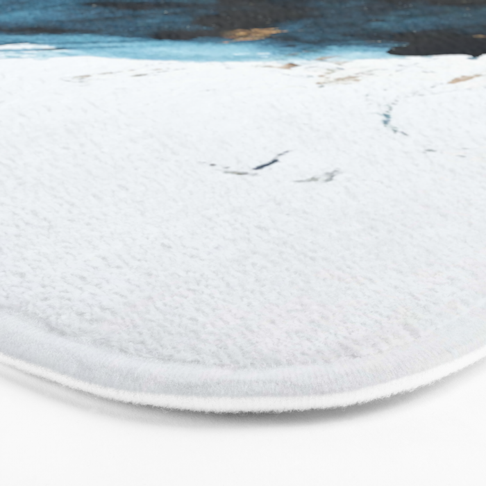 A Minimal Sapphire and Gold Abstract piece in blue white and gold by Alyssa Hamilton Art  Bath Mat Gallery Image 3