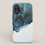 A Minimal Sapphire and Gold Abstract piece in blue white and gold by Alyssa Hamilton Art  iPhone Case Gallery Image 1