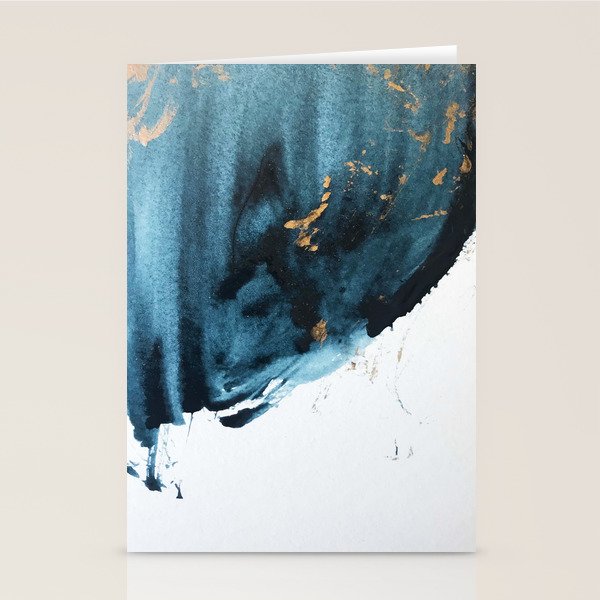 A Minimal Sapphire and Gold Abstract piece in blue white and gold by Alyssa Hamilton Art  Stationery Card Gallery Image 2