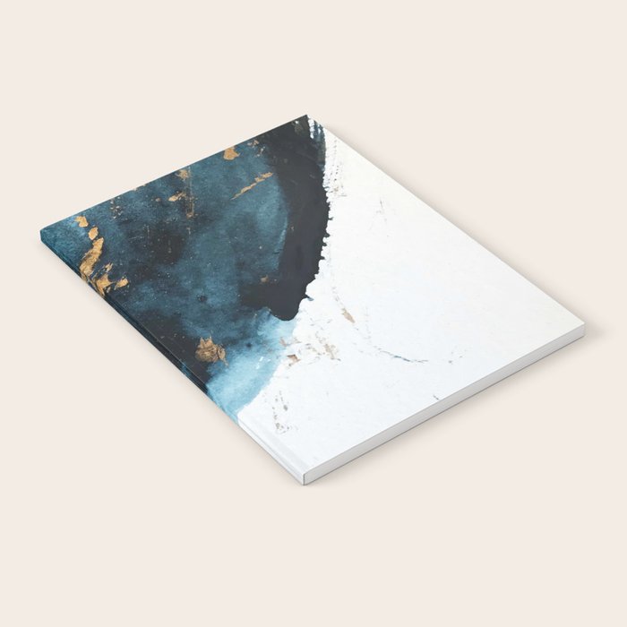 A Minimal Sapphire and Gold Abstract piece in blue white and gold by Alyssa Hamilton Art  Notebook Gallery Image 2