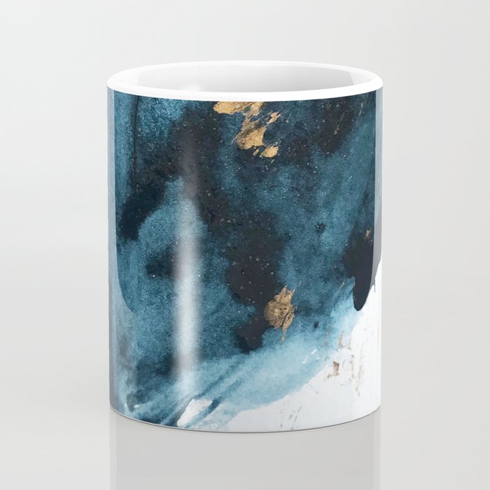 A Minimal Sapphire and Gold Abstract piece in blue white and gold by Alyssa Hamilton Art  Coffee Mug Gallery Image 4