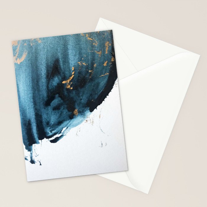 A Minimal Sapphire and Gold Abstract piece in blue white and gold by Alyssa Hamilton Art  Stationery Card Gallery Image 2