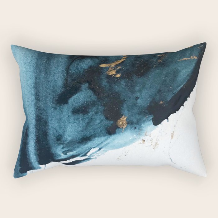 A Minimal Sapphire and Gold Abstract piece in blue white and gold by Alyssa Hamilton Art  Rectangular Pillow Gallery Image 2