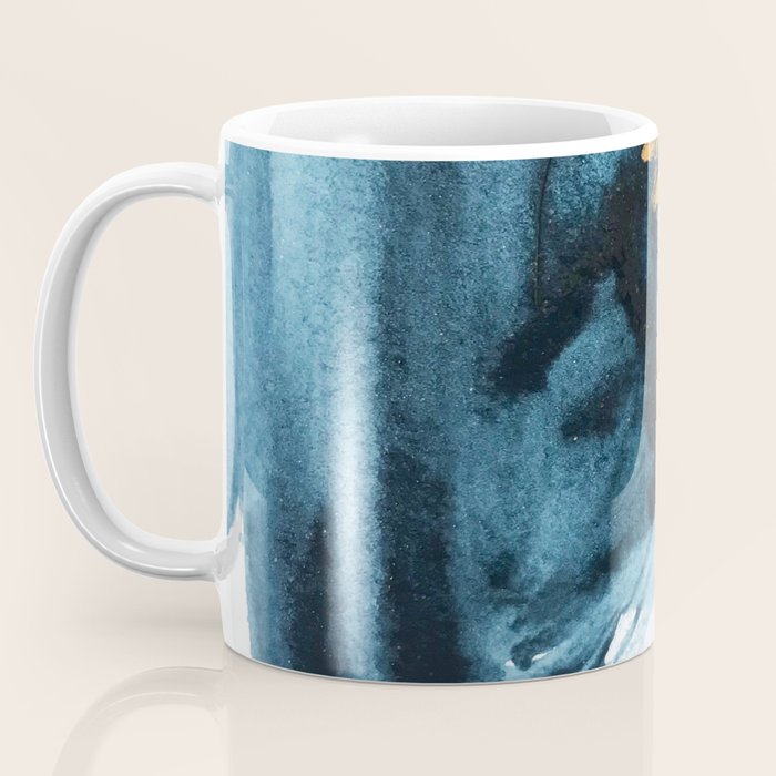 A Minimal Sapphire and Gold Abstract piece in blue white and gold by Alyssa Hamilton Art  Coffee Mug Gallery Image 3