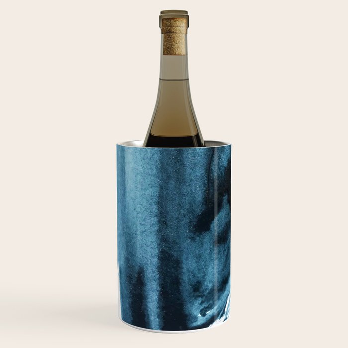 A Minimal Sapphire and Gold Abstract piece in blue white and gold by Alyssa Hamilton Art  Wine Chiller Gallery Image 2