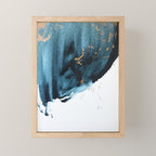 A Minimal Sapphire and Gold Abstract piece in blue white and gold by Alyssa Hamilton Art  Mini Art Print Gallery Image 1