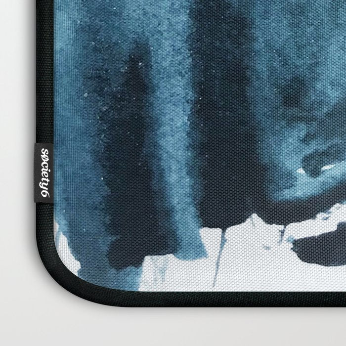 A Minimal Sapphire and Gold Abstract piece in blue white and gold by Alyssa Hamilton Art  Laptop Sleeve Gallery Image 3