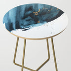 A Minimal Sapphire and Gold Abstract piece in blue white and gold by Alyssa Hamilton Art  Side Table Gallery Image 2