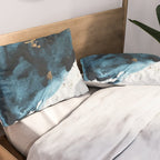 A Minimal Sapphire and Gold Abstract piece in blue white and gold by Alyssa Hamilton Art  Pillow Sham Gallery Image 2