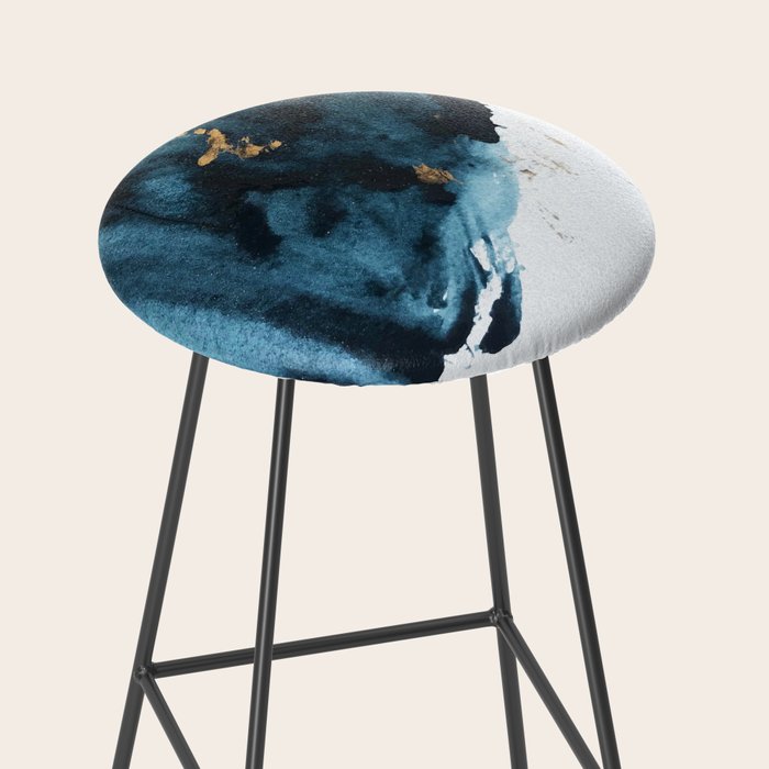 A Minimal Sapphire and Gold Abstract piece in blue white and gold by Alyssa Hamilton Art  Stool Gallery Image 2