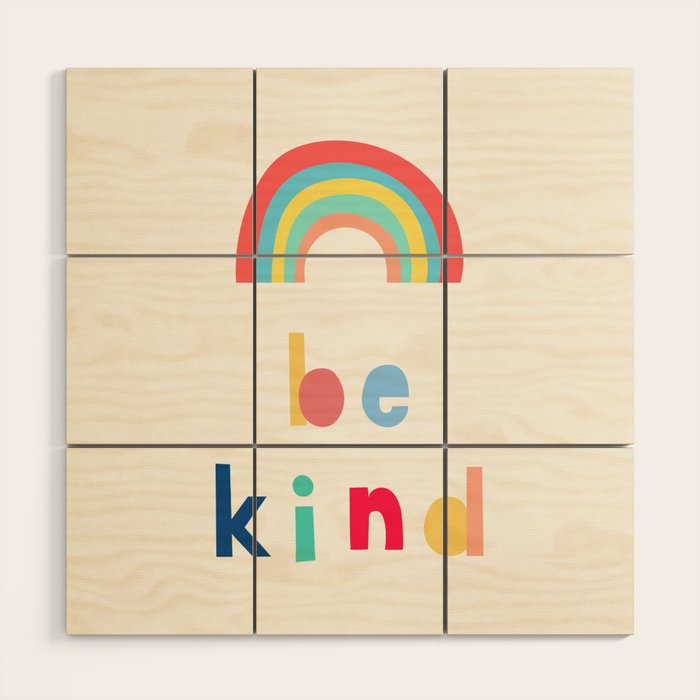 Be Kind Rainbow Wood Wall Art Gallery Image 1